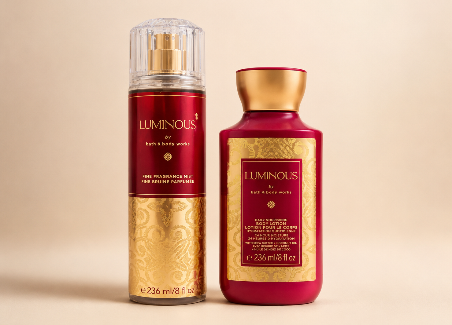 file_000000001a78820aa1f8d341dccd68b8 ست بادی میست و لوسیون بدن Bath & Body Works مدل Luminous حجم ۲۳۶+۲۳۶ میل - تصویر 1
